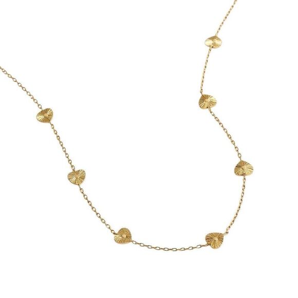 Madewell Etched Heart Station Necklace Gold Plated - 15.5” - Picture 4 of 4